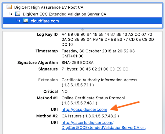 See OCSP Responder Domain in Chrome